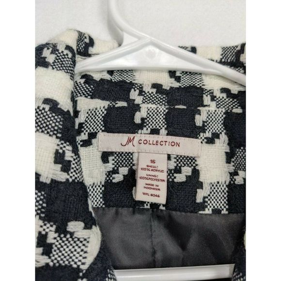 Jm Collection Womens Jacket Size 16 Acrylic Shell Black White Print - Picture 6 of 13
